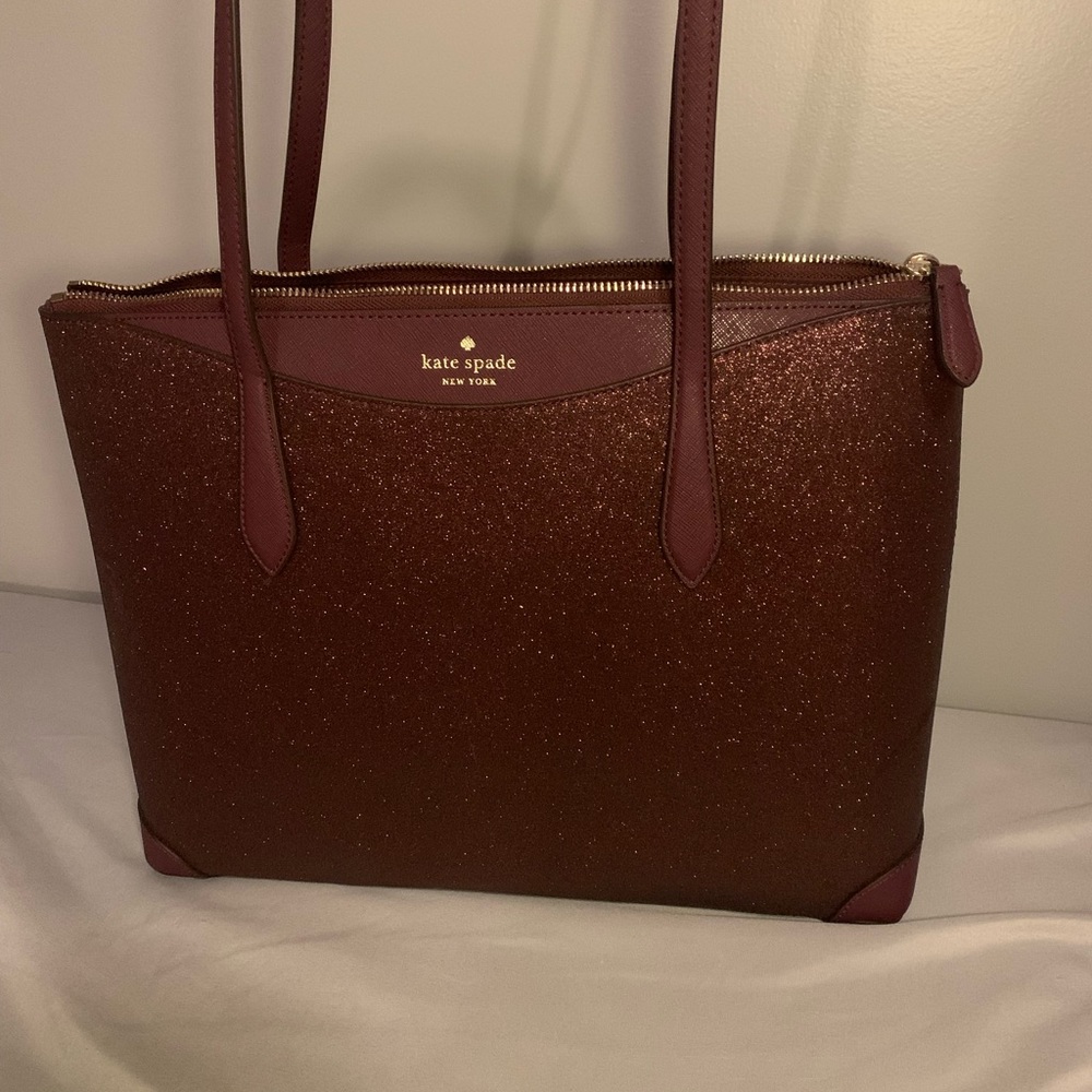 Maroon sparkle Kate spade tote